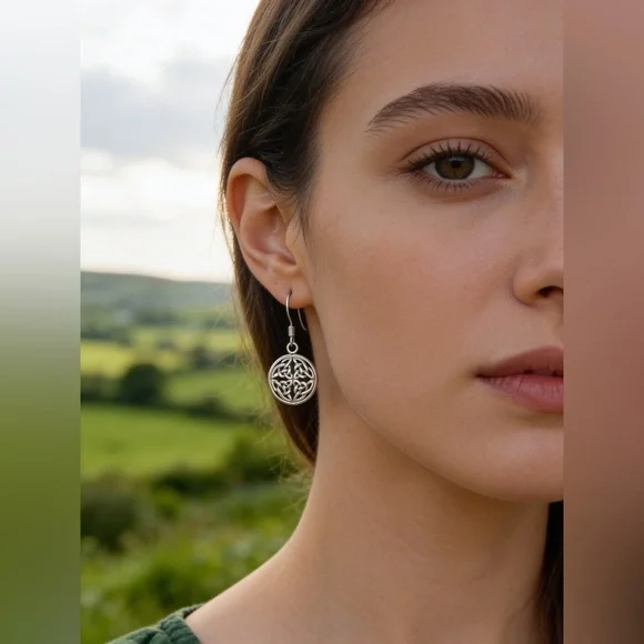 NWT 925 Sterling Silver Round Celtic Dangle Drop Earrings! Hypoallergenic! NEW! - Picture 9 of 9